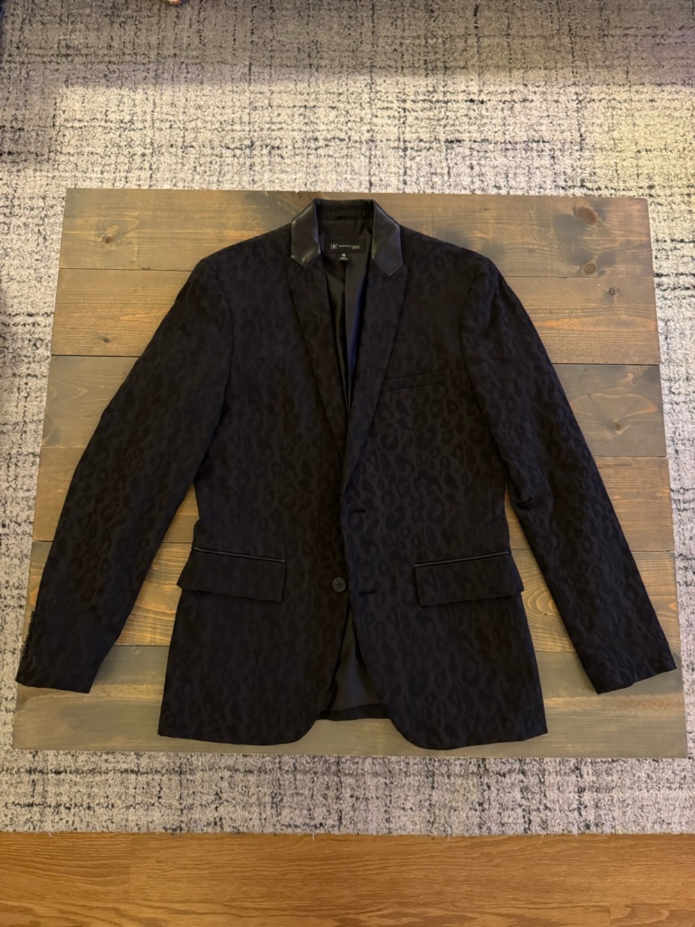 INC International Concepts Slim Fit Black Jacquard Blazer Size S